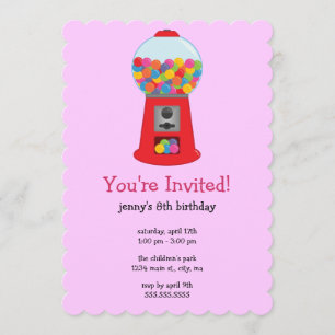 Gumball Machine Birthday Party Invitations