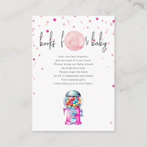 Gumball Machine Bubblegum Baby Shower Book Request Enclosure Card
