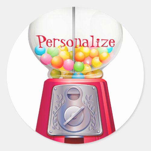 Gumball machine bubblegum vintage cute red classic round sticker