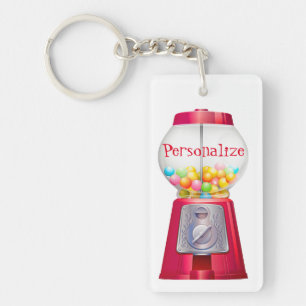 Gumball machine bubblegum vintage cute red keychain