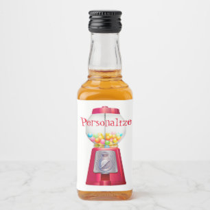 Gumball machine bubblegum vintage cute red liquor bottle label
