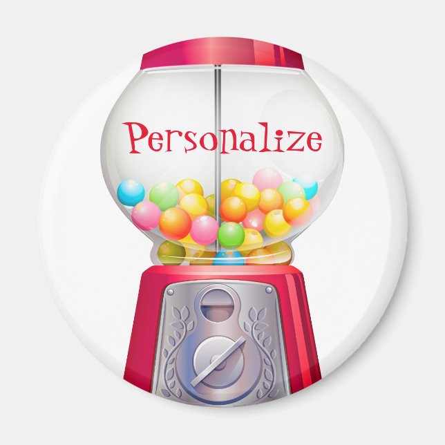 Gumball machine bubblegum vintage cute red magnet (Front)