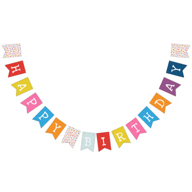 Gumball Machine Candy Bubble Gum Happy Birthday Bunting Flags | Zazzle