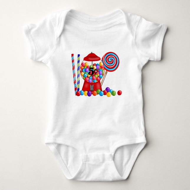Gumball Machine Candy Lollipop Baby Bodysuit (Front)