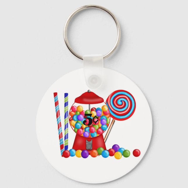 Gumball Machine Candy Lollipop Keychain (Front)