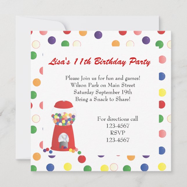 Gumball Machine Invitation (Front)