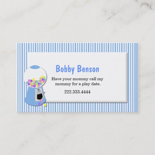 Customizable Gumball Machine Play Date Card Business Cards