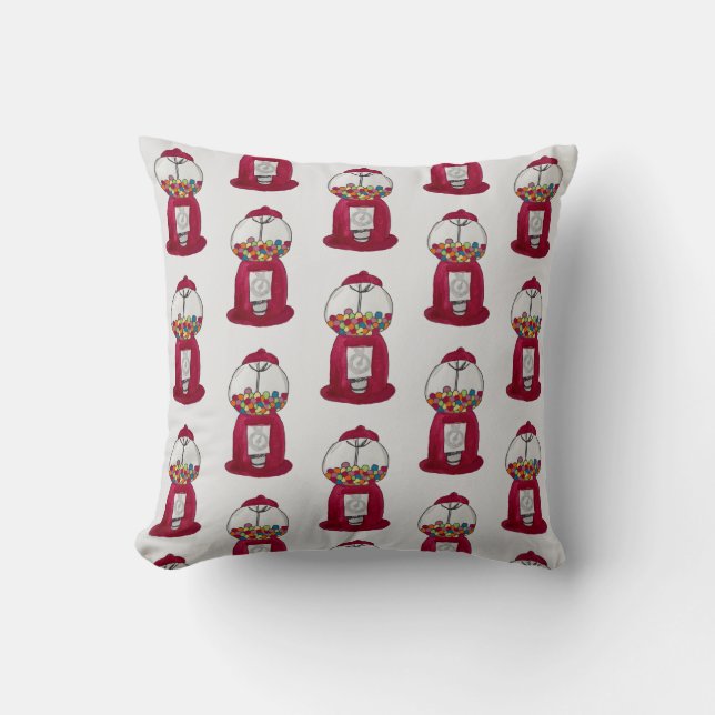 Gumball Machine Retro Candy Throw Pillow (Front)