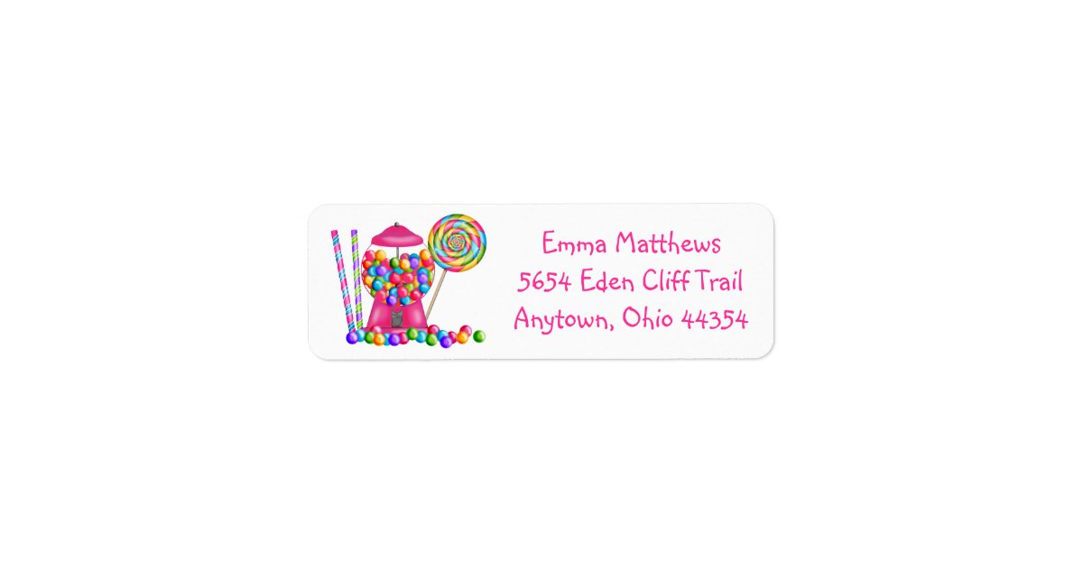 Gumball Machine Return Address Labels | Zazzle.com
