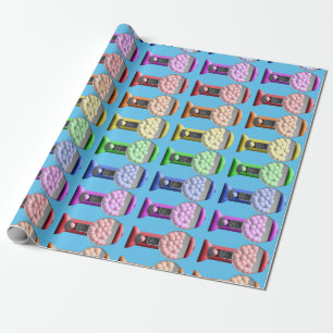 Gumball Machines Candy Rainbow Pattern Wrapping Paper