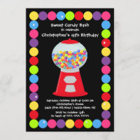 Gumballs Candy Bash Birthday Party Invitation