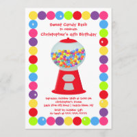 Gumballs Candy Bash Birthday Party Invitation