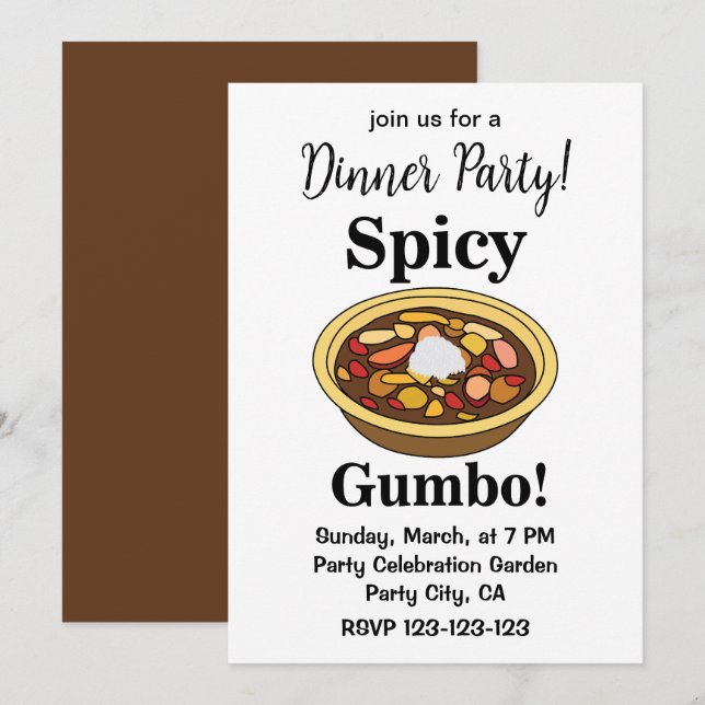 Gumbo Food Spicy Gumbo Invitation (Front/Back)