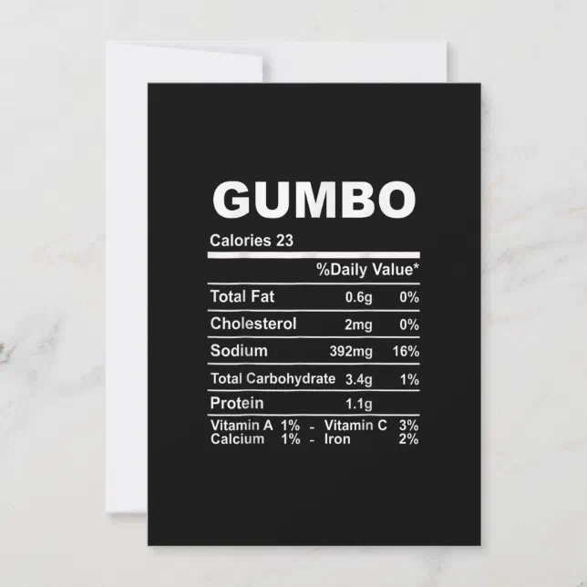 gumbo-nutrition-facts-thanksgiving-invitation-zazzle