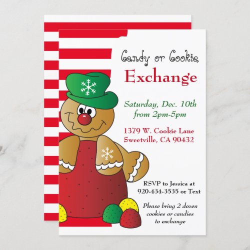 Gumdrop Gingerbread Cookie  Candy Exchange Invitation