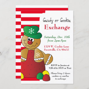 Gumdrop Gingerbread Cookie & Candy Exchange Invitation