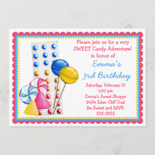 Gumdrops and Candy Buttons Invitation- Hot Colors Invitation
