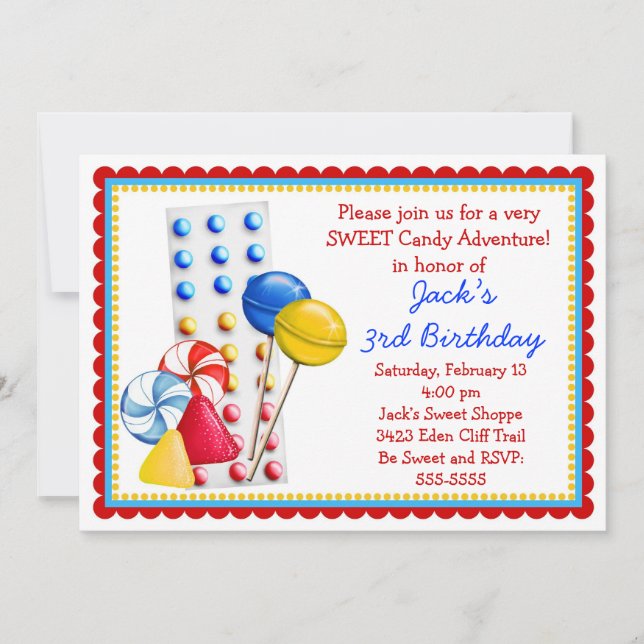 Gumdrops and Candy Buttons Invitation- Primary Invitation (Front)