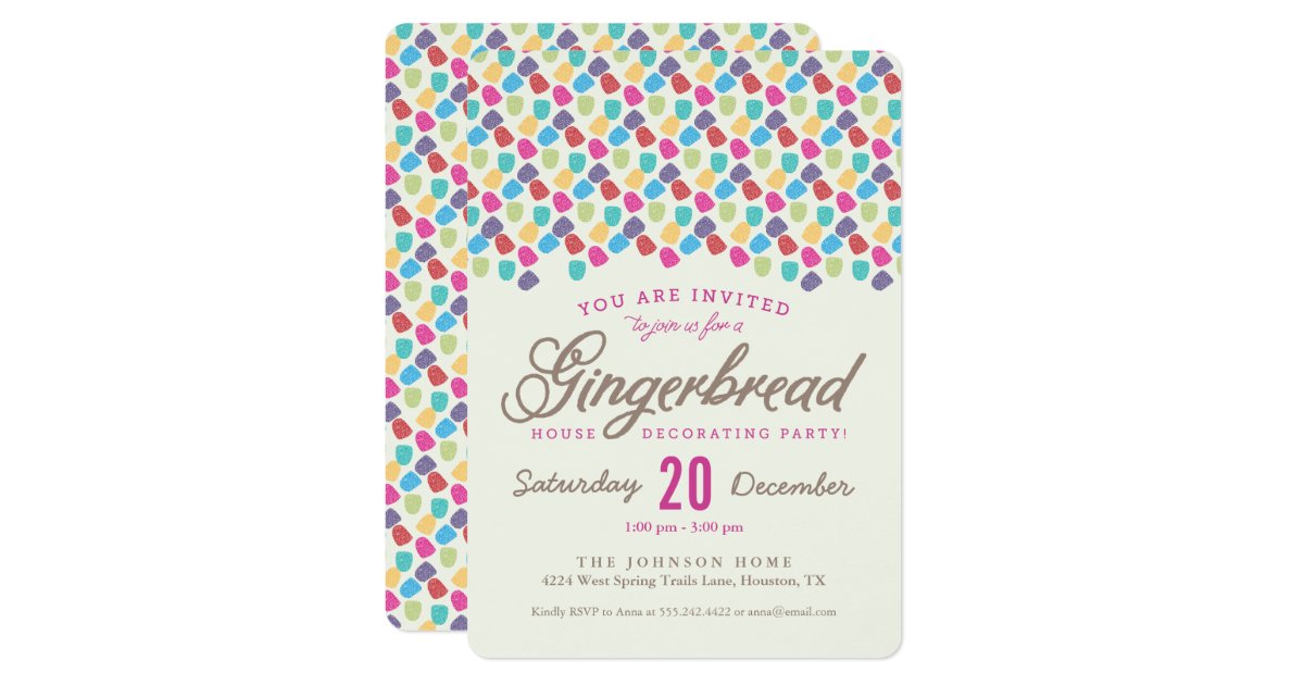 Gumdrops Gingerbread House Decorating Party Invitation Zazzle