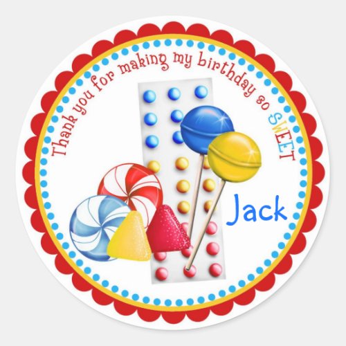 Gumdrops Lollipops and Candy Buttons Classic Round Sticker