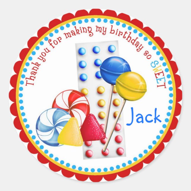 Gumdrops, Lollipops and Candy Buttons Classic Round Sticker (Front)