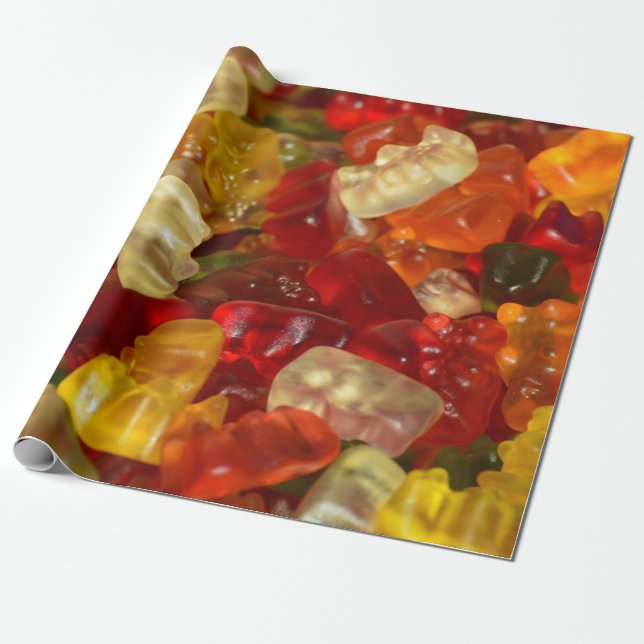 Gummy Bear Candies Wrapping Paper (Unrolled)