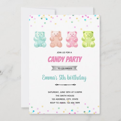 Gummy bear candy invitation