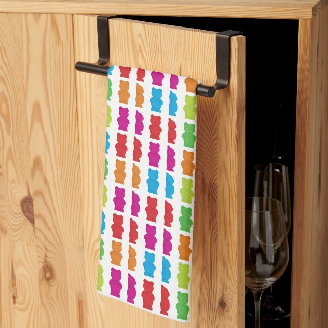 Gummy Bear Colorful Candy pattern Kitchen Towel (Thirds Fold)