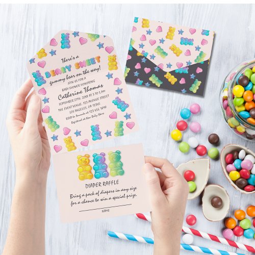 Gummy Bear Colorful Jelly Candy Baby Shower All In One Invitation