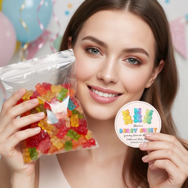 Gummy Bear Colorful Jelly Candy Baby Shower Classic Round Sticker (Creator Uploaded)
