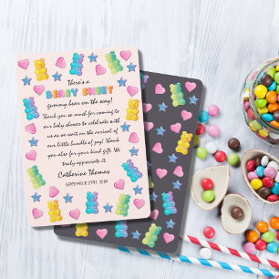 Gummy Bear Colorful Jelly Candy Baby Shower Thank You Card