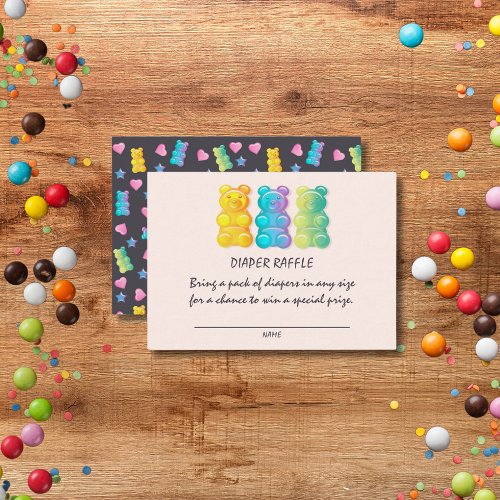 Gummy Bear Colorful Jelly Candy Diaper Raffle Enclosure Card