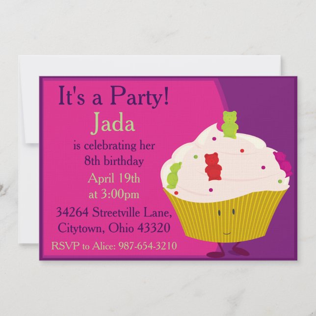 Gummy Bear Cupcake Invitation (Front)