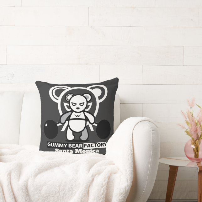 Gummy Bear Factory Gym/Fitness  Throw Pillow (Couch)