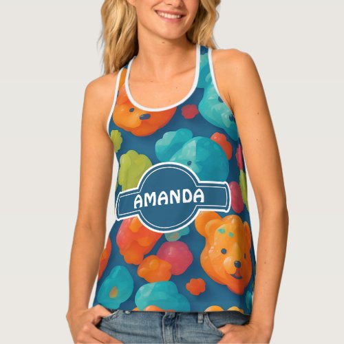 Gummy bear Floral Colorful Personalized Pattern Tank Top
