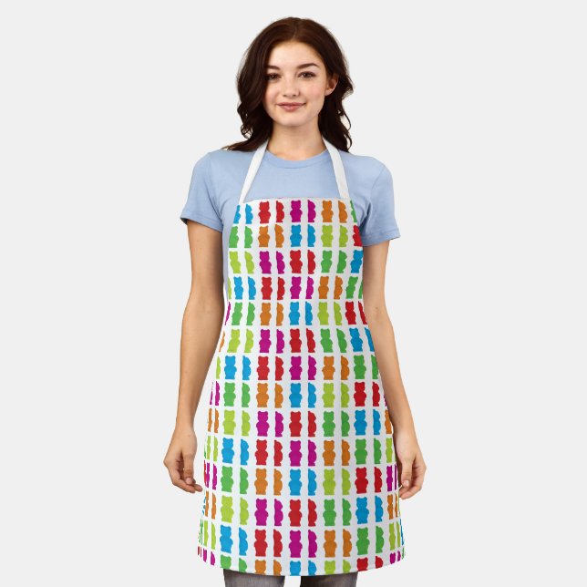 Gummy Bear Multicolor Candy Food Pattern Apron (Worn)
