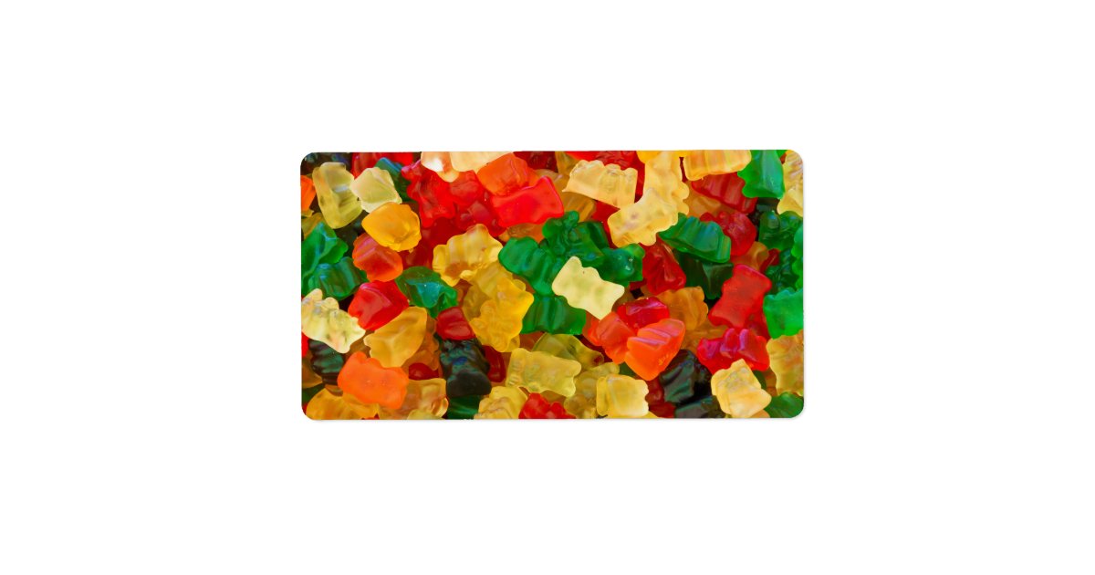 Gummy Bear Rainbow Colored Candy Label | Zazzle