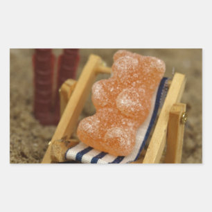 Gummy Bear Relaxing on Beach Rectangular Sticker