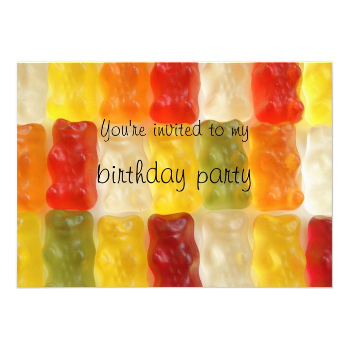 gummy bears birthday party invitation