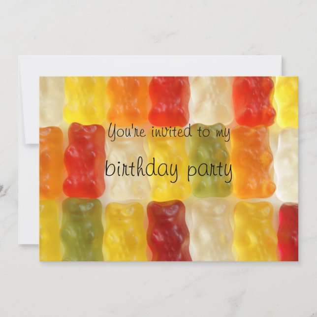 gummy bears birthday party invitation (Front)