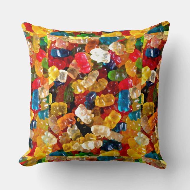 gummy bears candy rainbow throw pillow (Front)