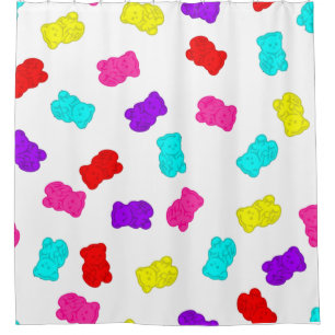 gummy bears colorful rainbow candy shower curtain
