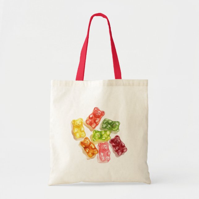 Gummy Bears Mint Pink Yellow Fruit Birthday Tote Bag (Front)