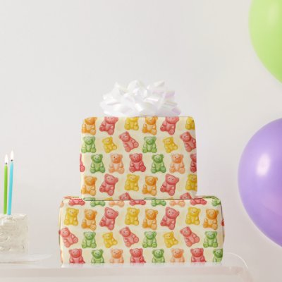 Gummy Bears Mint Pink Yellow Fruit Birthday Wrapping Paper