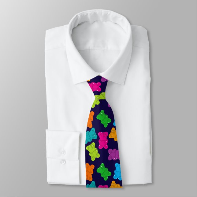 Gummy Bears Pattern Neck Tie (Tied)