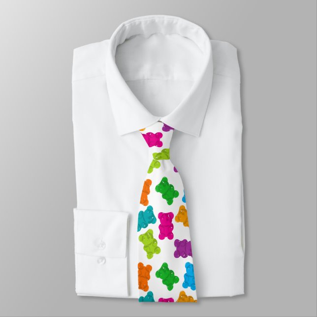 Gummy Bears Pattern Neck Tie (Tied)