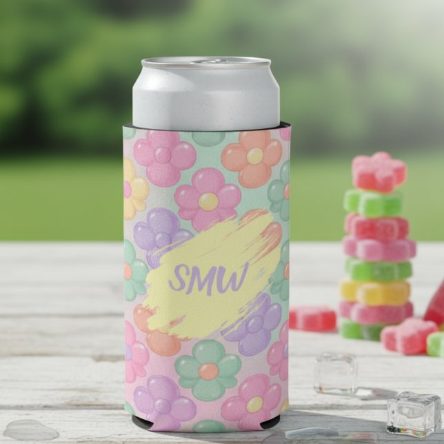 Gummy Candy Floral Personalized Slim Can Cooler (Gummy Candy Floral Personalized Slim Can Cooler)