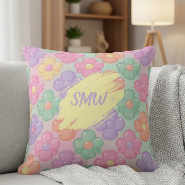 Gummy Candy Floral Personalized Throw Pillow (Gummy Candy Floral Personalized Throw Pillow)