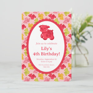 Gummy Cow Tropical Fruit Party Invitation