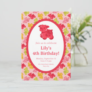 Gummy Cow Tropical Fruit Party Invitation